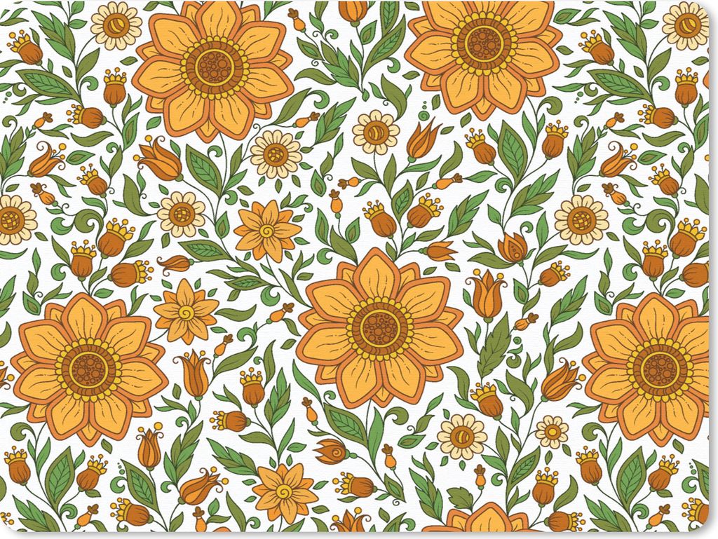 MuchoWow Mauspad Mousepad Blumen - Orange - Design 23x19 cm - Mousepads - Maus Mat - Pad - Mausunterlage - Schreibtischunterlage - Mauspad