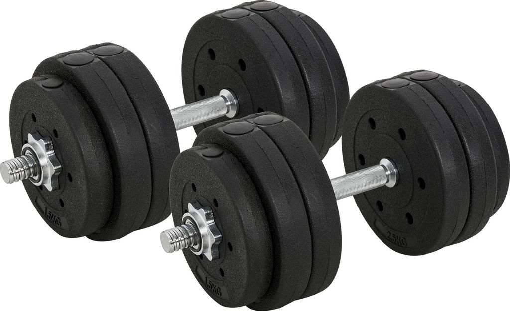 30KG Kurzhantel Set mit Stahlscheiben für Home Gym Krafttraining - Kunstleder Schwarz