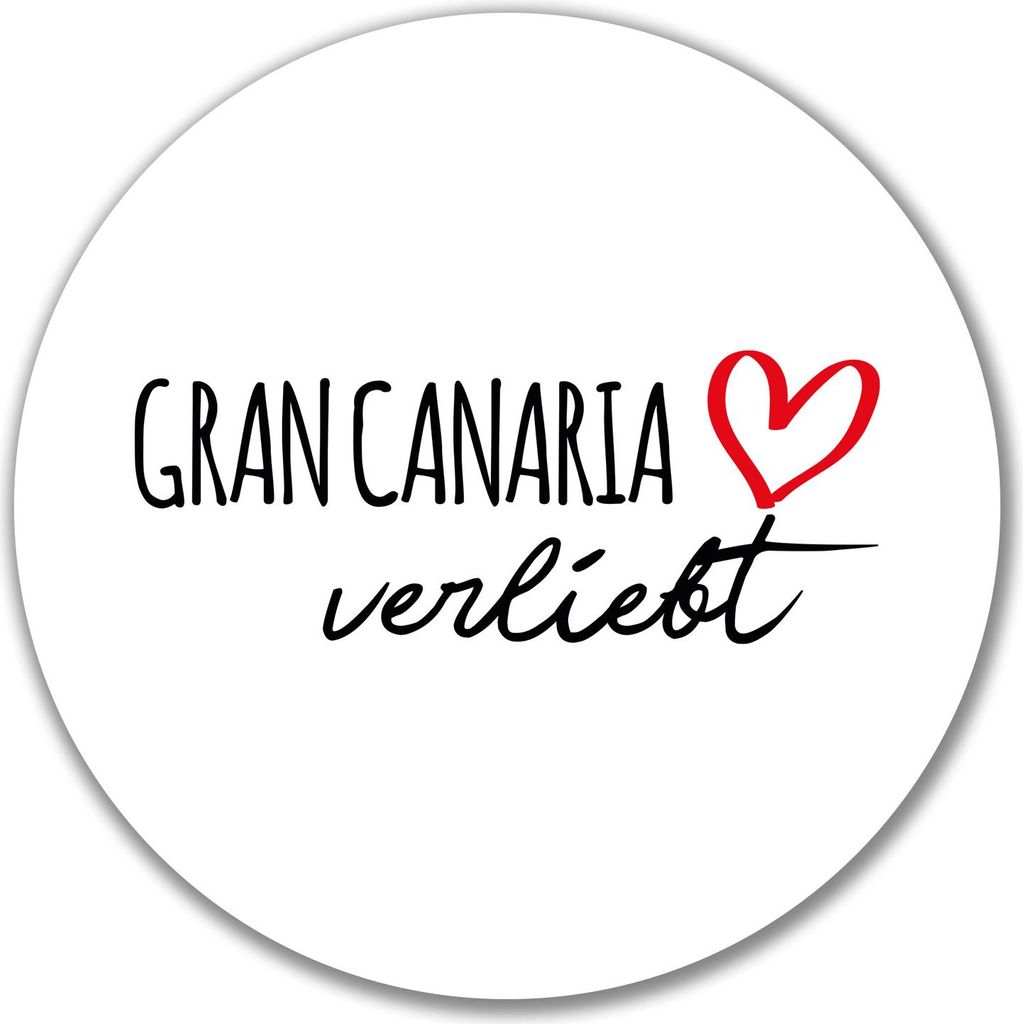 Huuraa Aufkleber Gran Canaria verliebt 10cm rund Sticker Geschenkidee