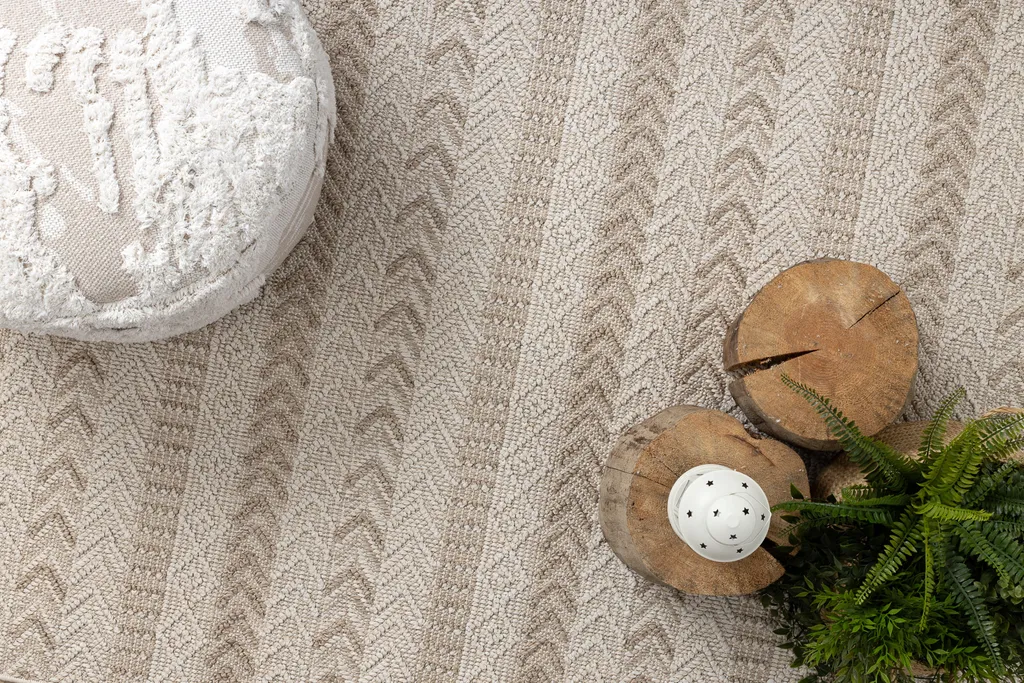 Tapis BOHO beige 80x150cm - Moquette structurée bouclée à chevrons - 5