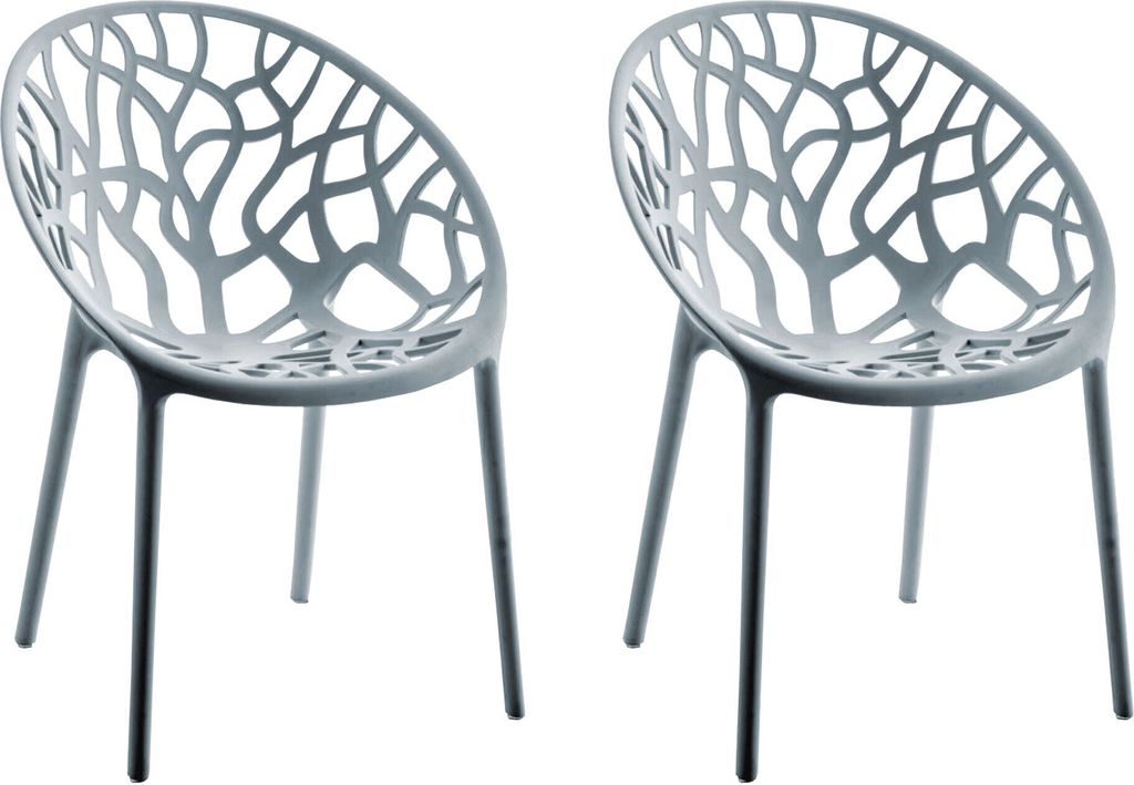 CLP 2er Set Gartenstuhl Hope, Modernes Design, Wetterfest, Stapelbar, Mit Armlehnen Farbe:grau