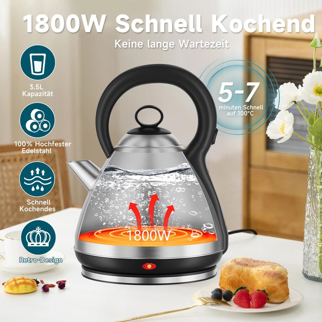 SCHEFFLER Wasserkocher Edelstahl 3,5Liter Teekocher