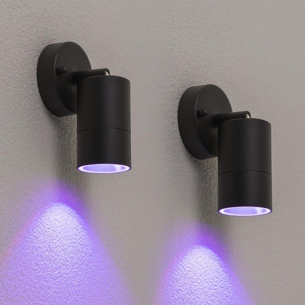 hoftronic smart LED Wandleuchten 4,5W RGBWW GU10 Schwarz IP44 Set 2x