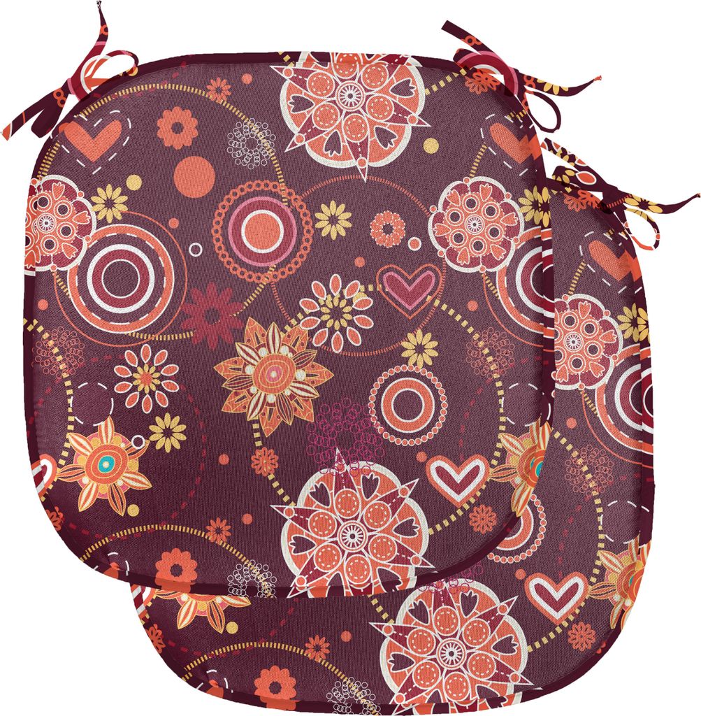 ABAKUHAUS Blumen Polster für Esszimmerstühle, Vintage Foliage Zusammensetzung, Dekoratives wasserfestes Kissen mit Riemen für Küchensitze, 40 c...
