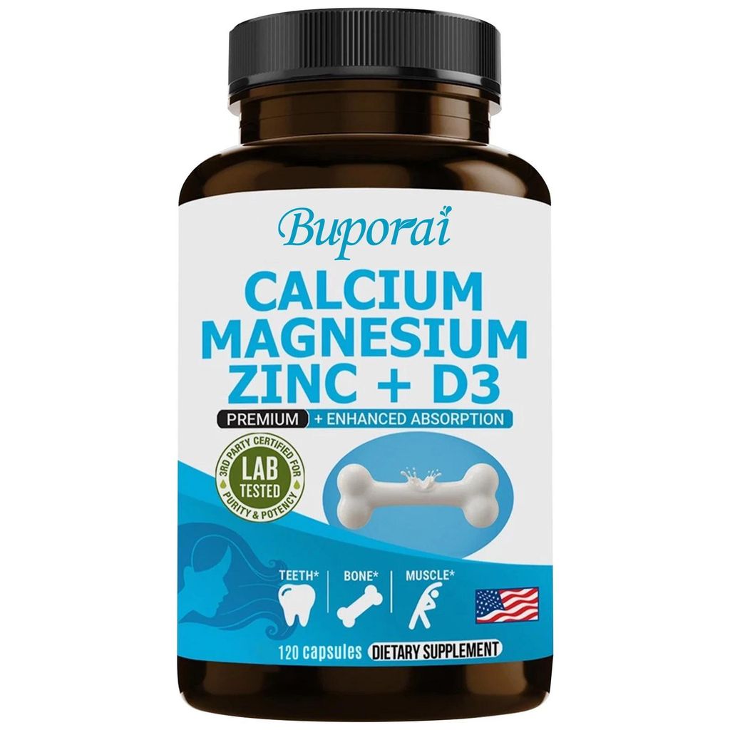 Calcium Magnesium Zinc + D3 (120 Kapseln) Nahrungsergänzungsmittel, Knochen, Gelenke, Zähne, Muskeln, Nerven, Immunsystem, Stoffwechsel