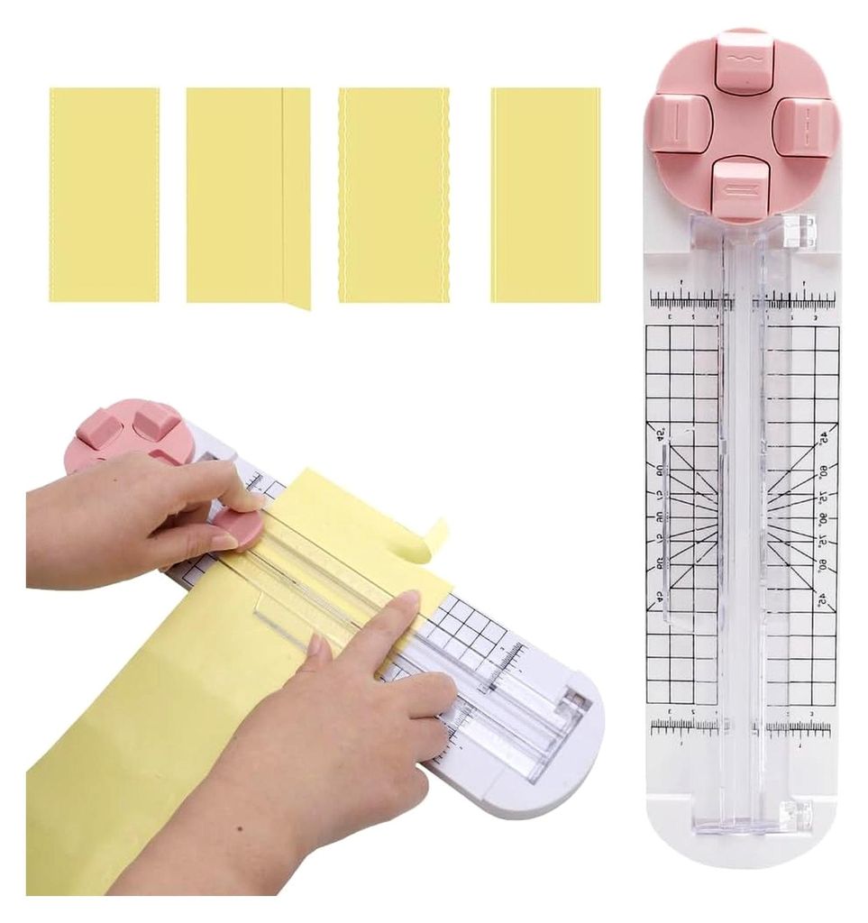 4-in-1 Papierschneider, Schneidemaschine für Papier mit geraden, gewellten, perforierten und rillenden Klingen, rotierendes Papier-Schneidegerät ...