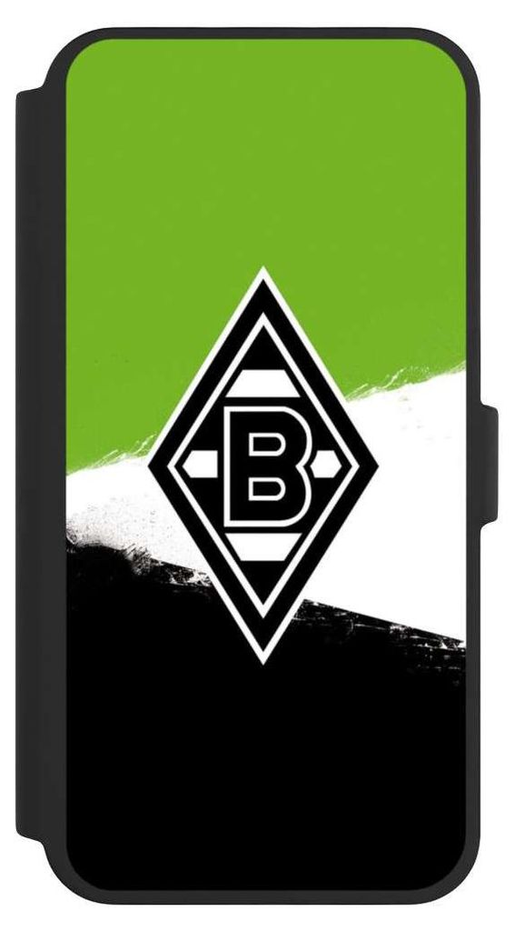 NIVOCASE Klapphülle für Apple iPhone 16 Pro Max Handyhülle aus Kunst Leder NIVOflip schwarz Borussia Mönchengladbach Offizielles Lizenzprodukt BMG