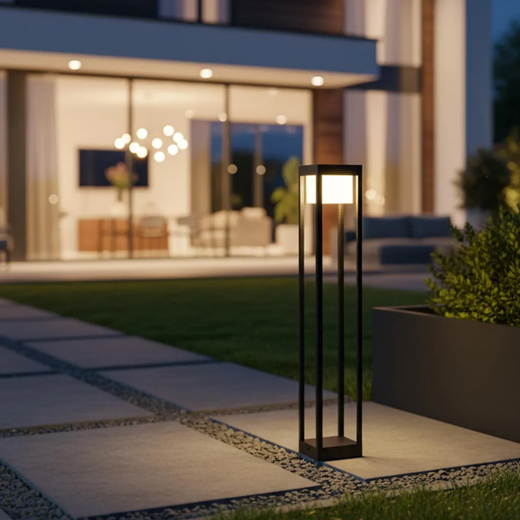 LUMILED Borne d'Extérieur 12W 1140Lm 3000K IP54 80cm Noir Aluminium