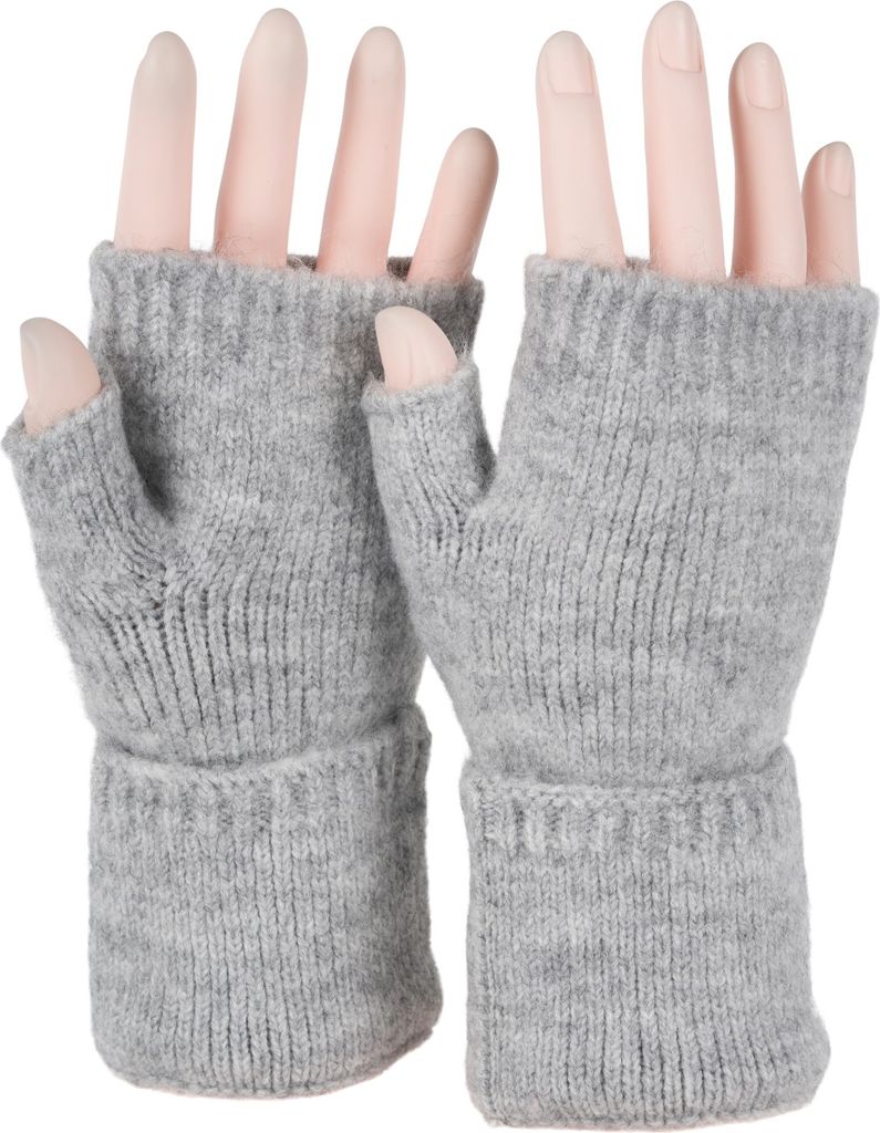 styleBREAKER Damen Fingerlose Strickhandschuhe Einfarbig mit Bund, warme Winter Handschuhe 09010052