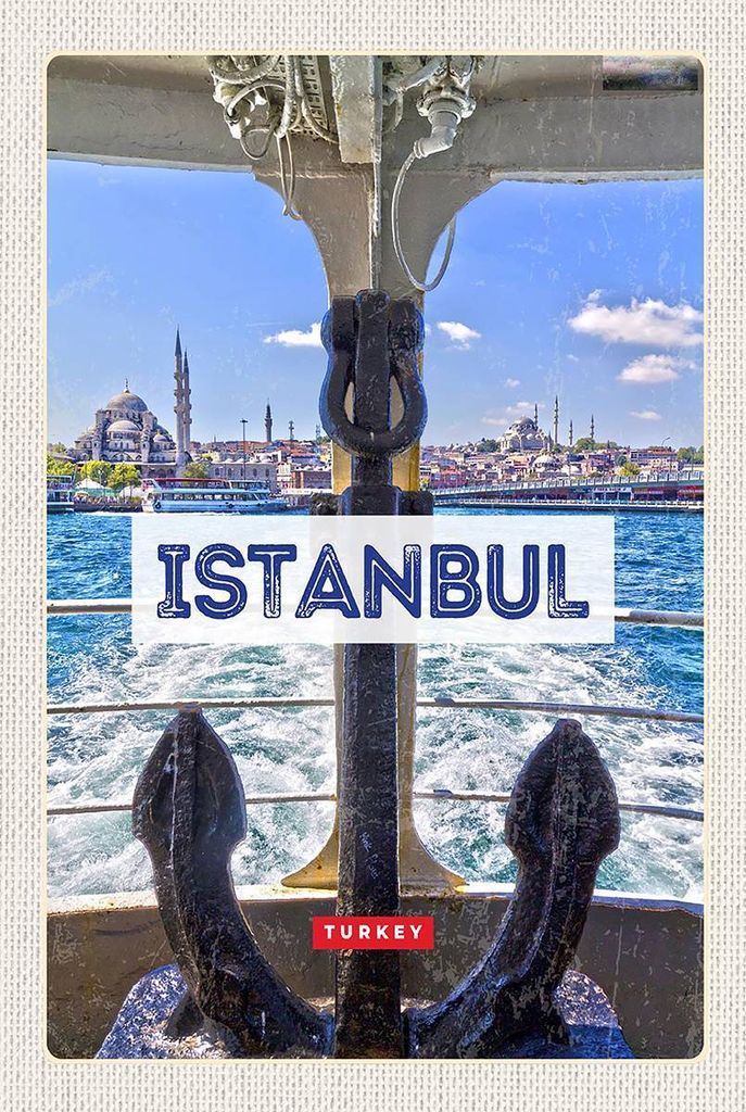 vianmo Holzschild 18x12 cm Istanbul Turkey Anker Meer Geschenk Bildmotiv Reisemotiv Abenteuer Reisen