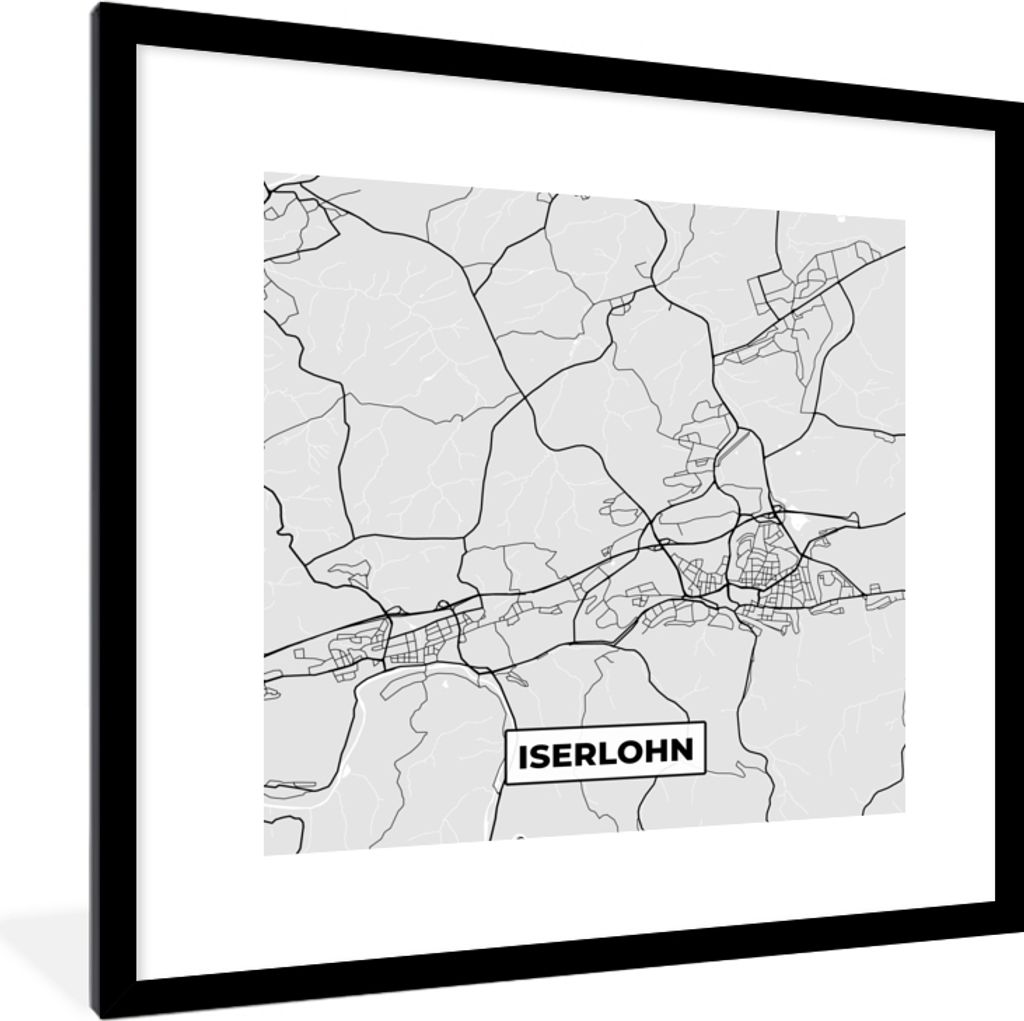MuchoWow® Gerahmtes Poster Karte - Iserlohn - Deutschland - Produktbild 