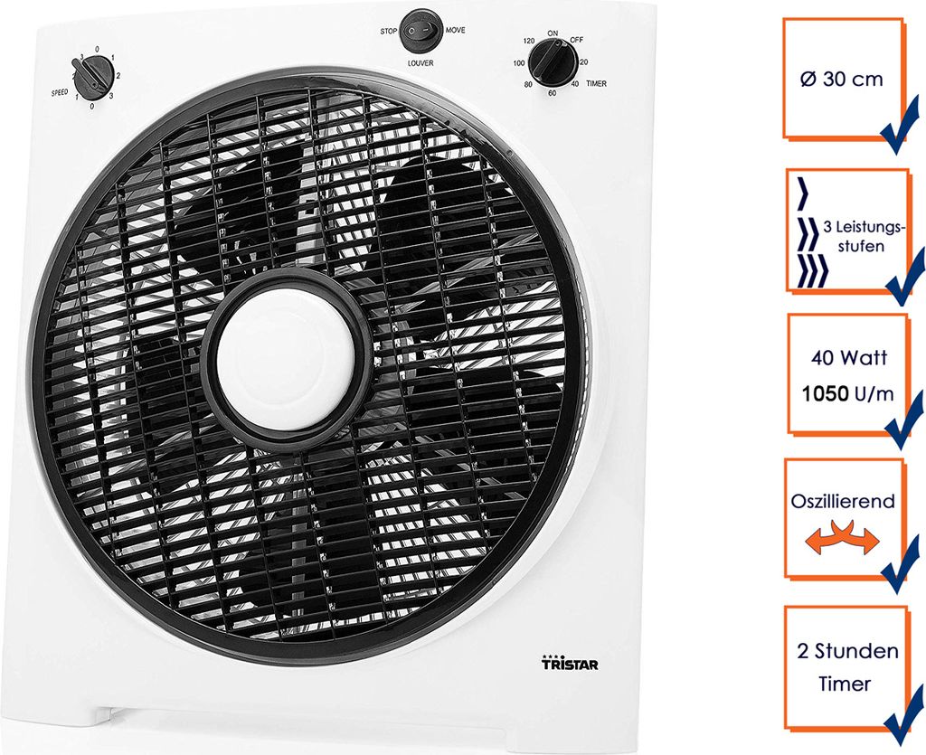 Tristar Tischventilator VE-5858 30W 30cm Weiß und Schwarz Produktbild 