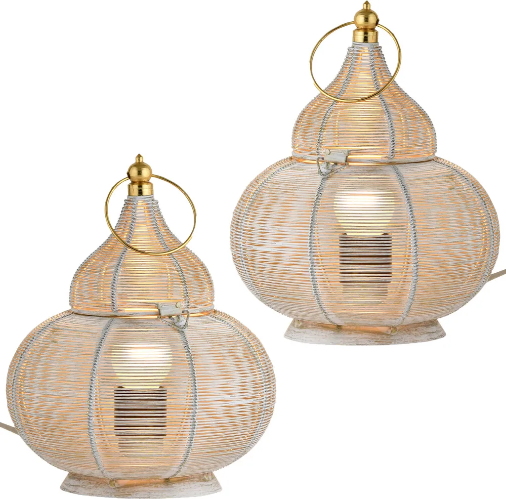 Petite Lampe Boho 25cm Lot de 2 avec Abat-jour Tressé Décoration Maison