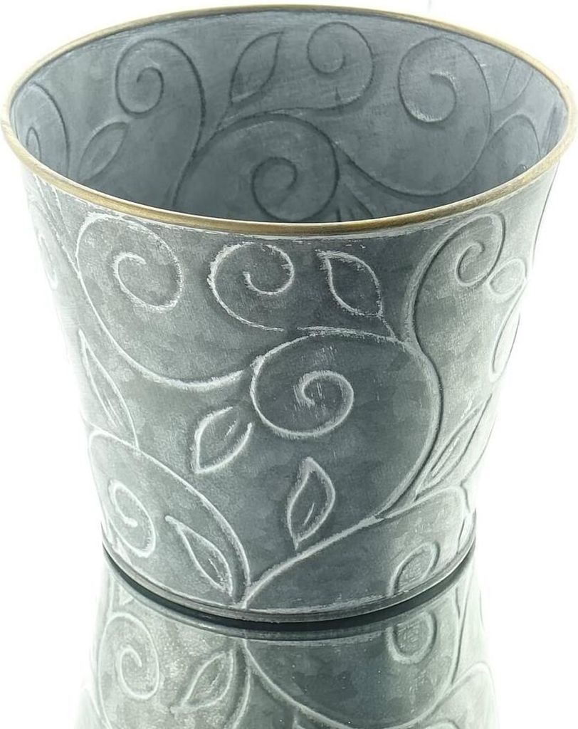 SCHEULEN Pflanzen-Übertopf Grau mit Goldrand & Ranken-Design Ø 19 cm - Metall