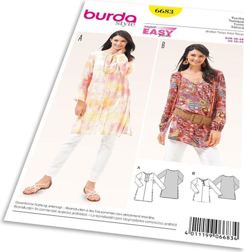 6683 Tunika, Bluse, Schnittmuster von Burda