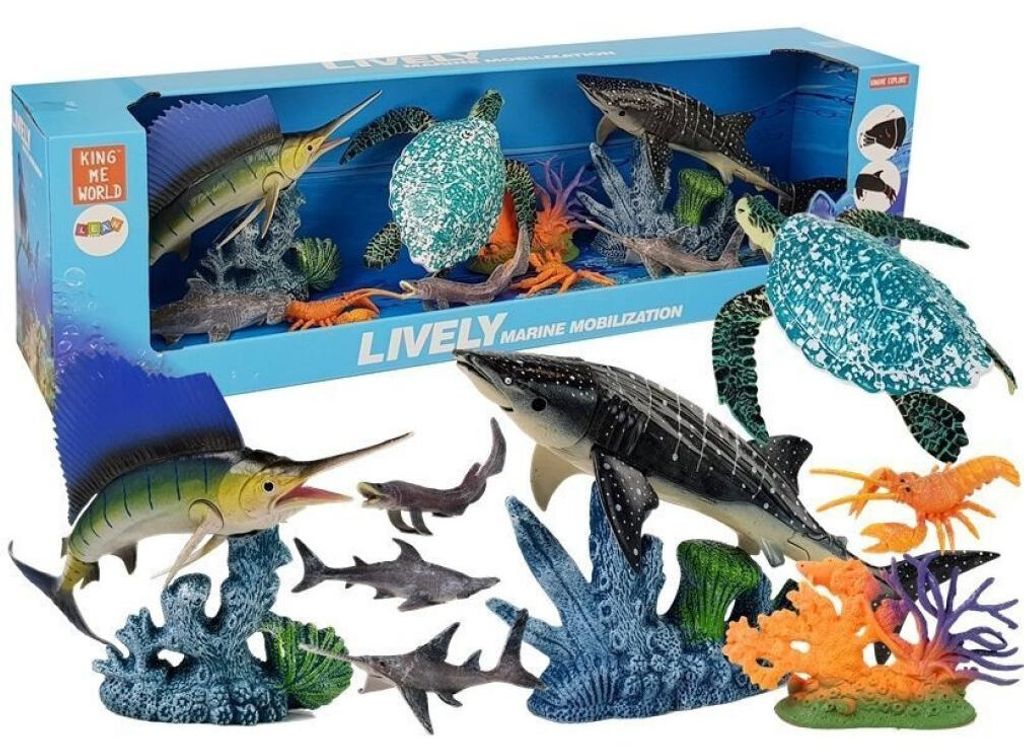 Lean Toys Set Meerestiere Tiere Meerespflanzen Aquarium Fische Figuren Panorama, Größe:UNIVERSAL