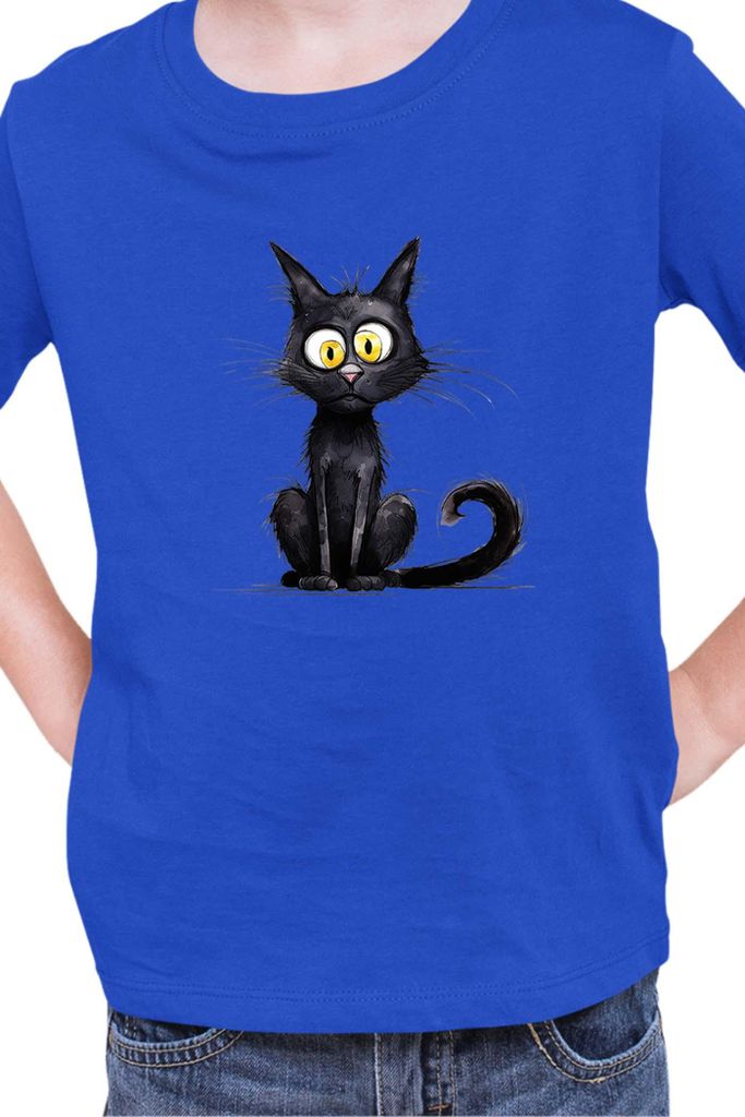 Kinder T-Shirt Funny Cats Breeds Bombay Cat 014, 9-11 Jahr - 140 / Blau