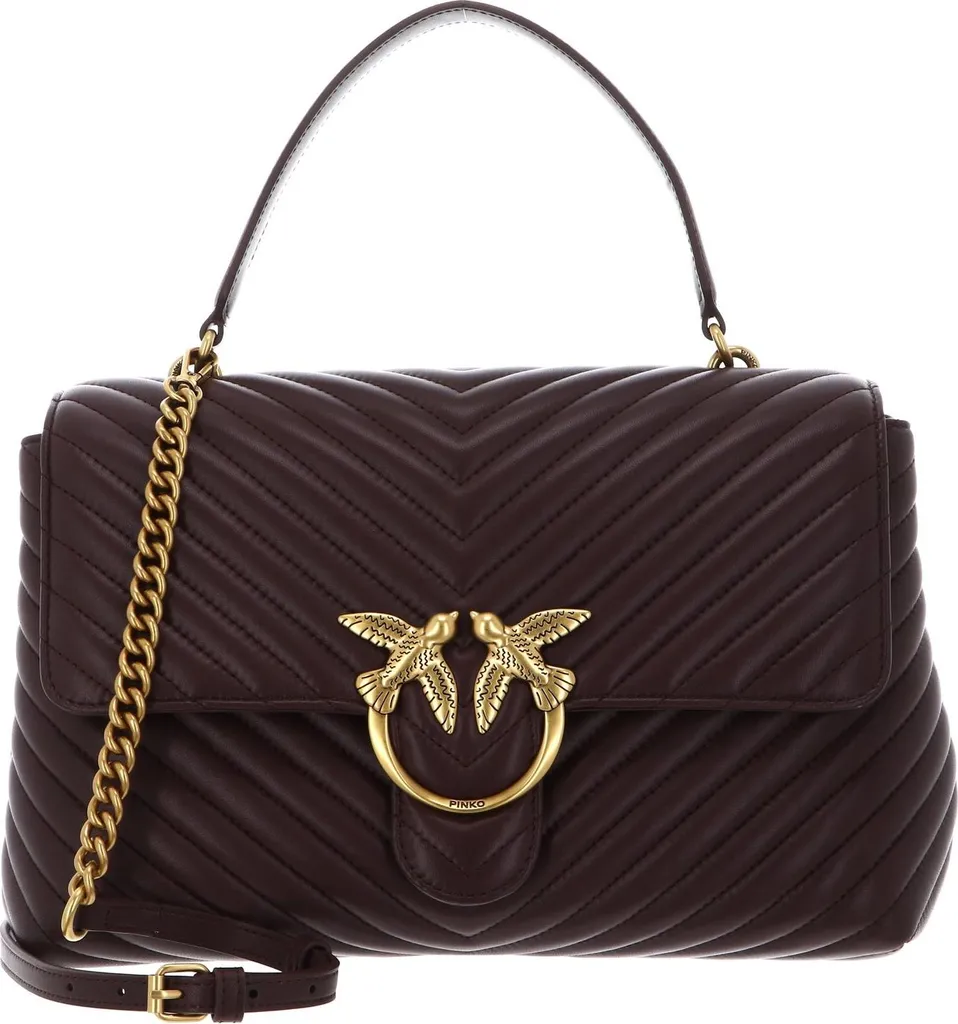 Sac à bandoulière Love Lady Puff Big PINKO bordeaux cuir matelassé