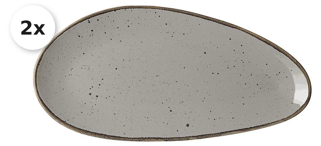Servierplatte oval 35,5x17cm 2er Set Taste taupe Produktbild 