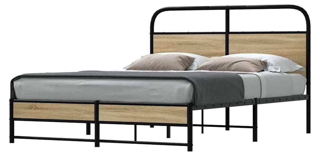 Bettgestell ohne Matratze 140x200 cm aus geräucherter Eiche
