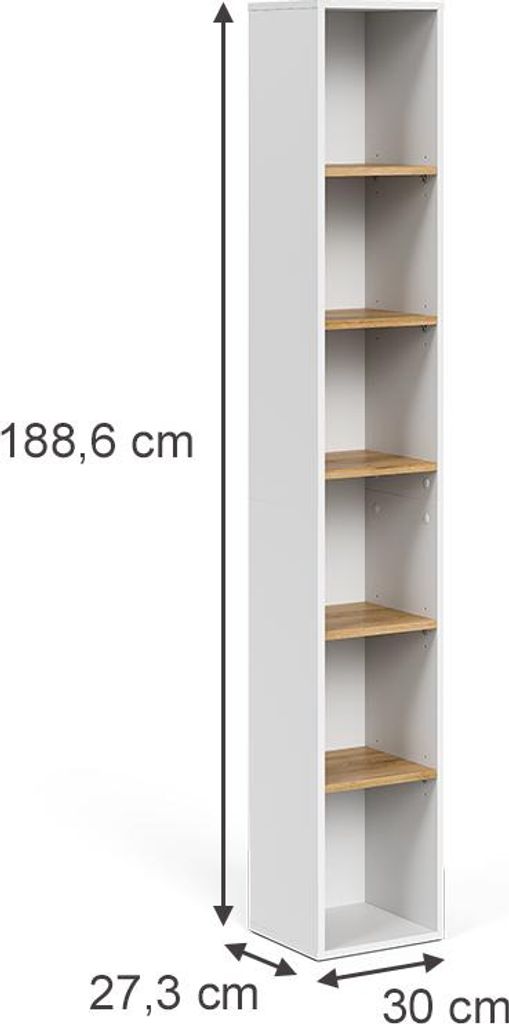 Hochregal Vicco Viktor Weiß/Artisan 30 x 188.6 cm, Model Produktbild 
