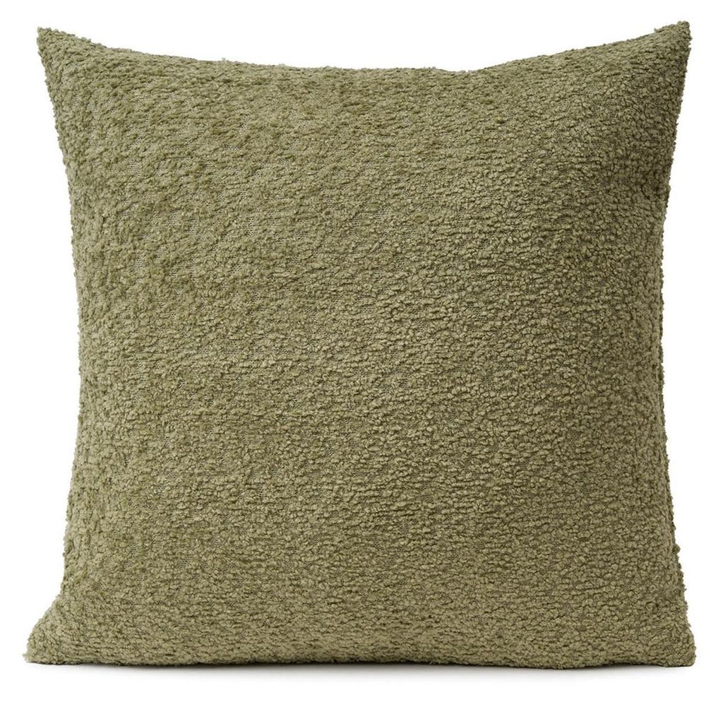 Kissenhülle - 50 x 50 cm - Olivgrün - mit Reißverschluss - Boucleoptik