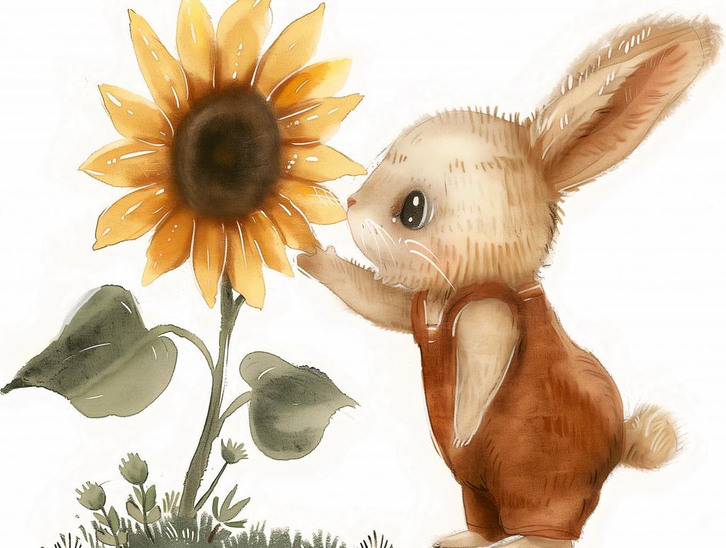 Plakat 35x25cm Hase mit Sonnenblume