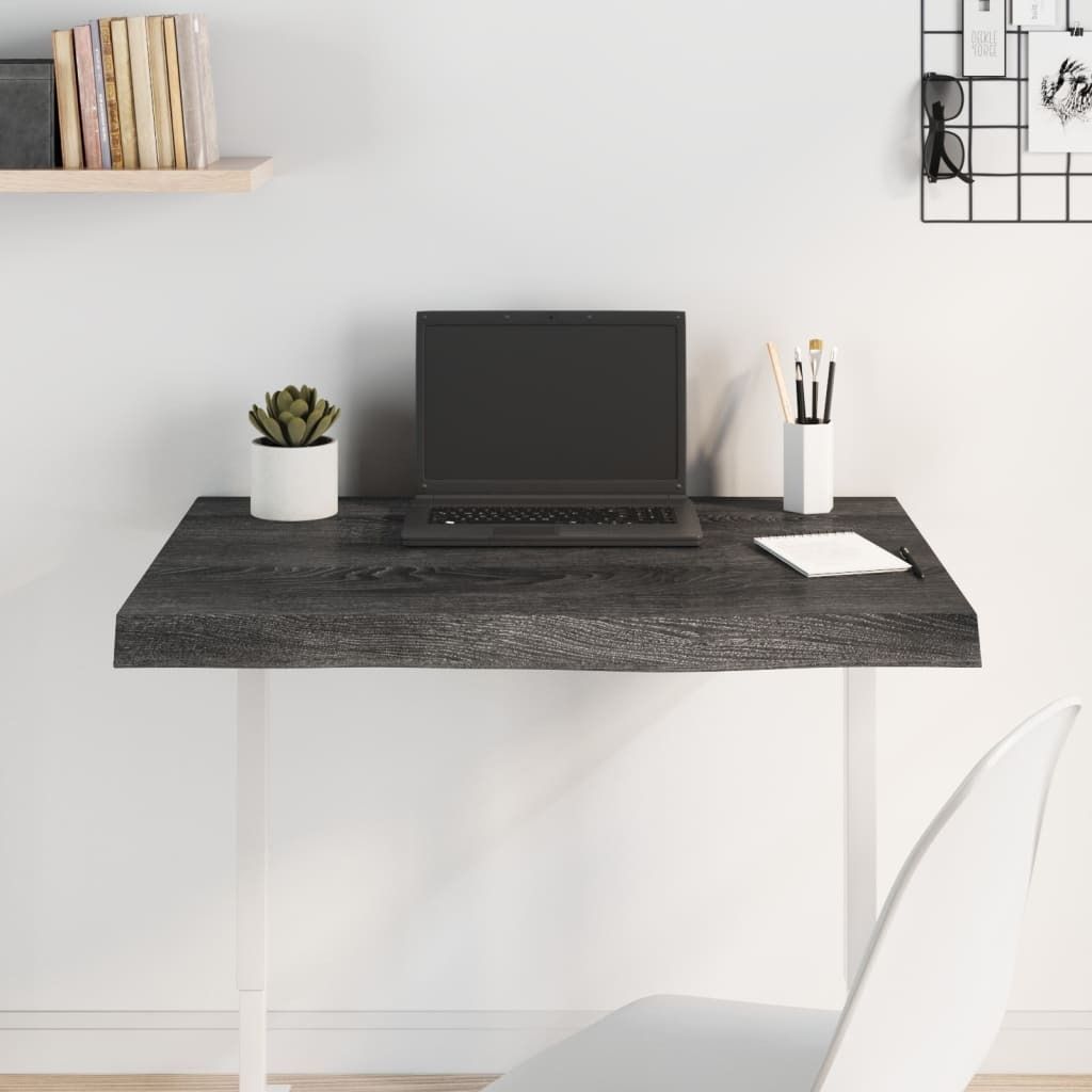 Maison Exclusive - Tischplatte Dunkelbraun 80x60x(2-6)cm Massivholz Eiche