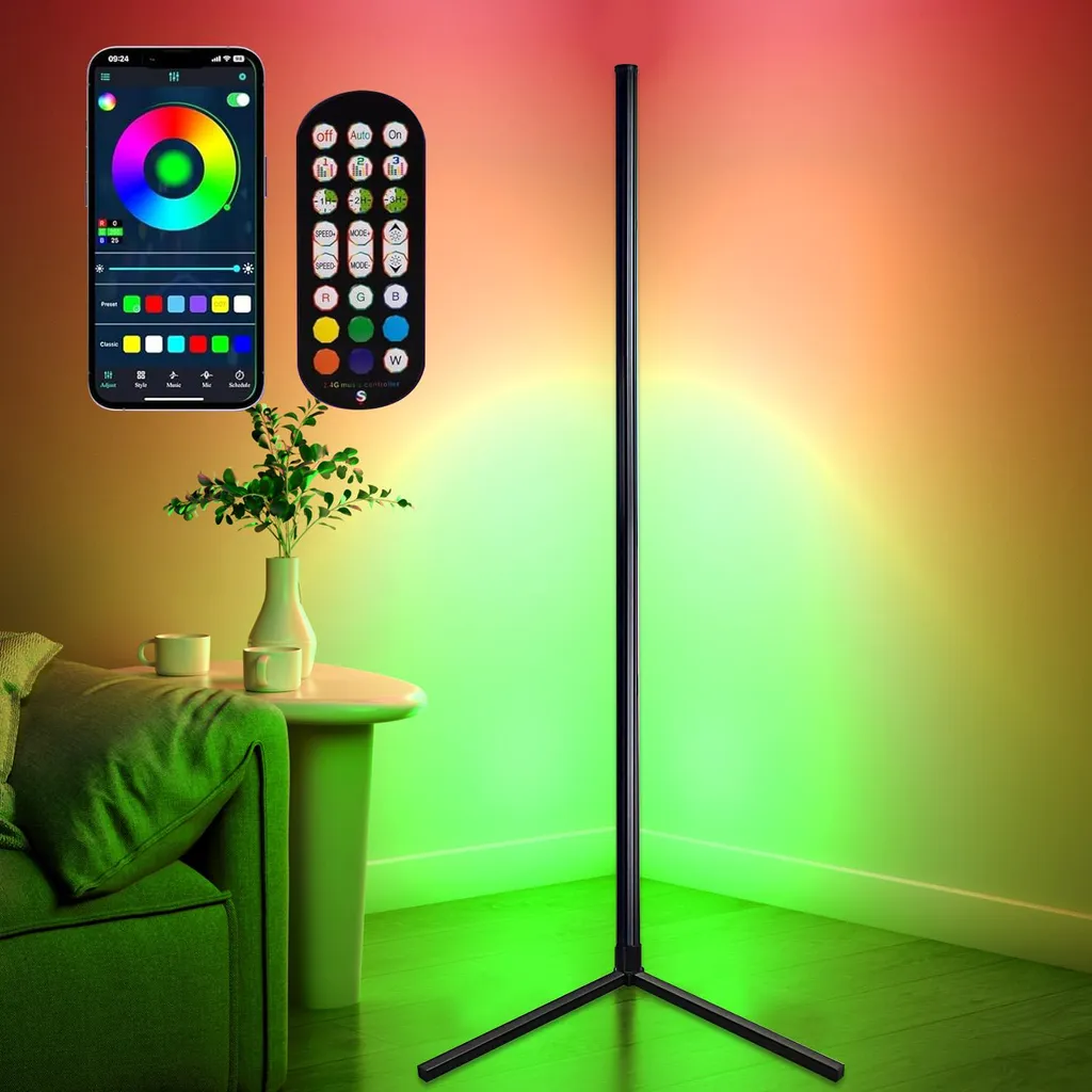 Lampada Minimalista Smart LED 125cm: Design ad Angolo e Dimmerabile