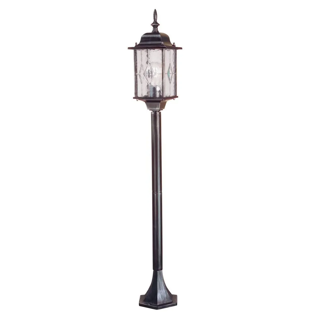 Borne extérieure Wexford E27 60W en aluminium noir et verre clair