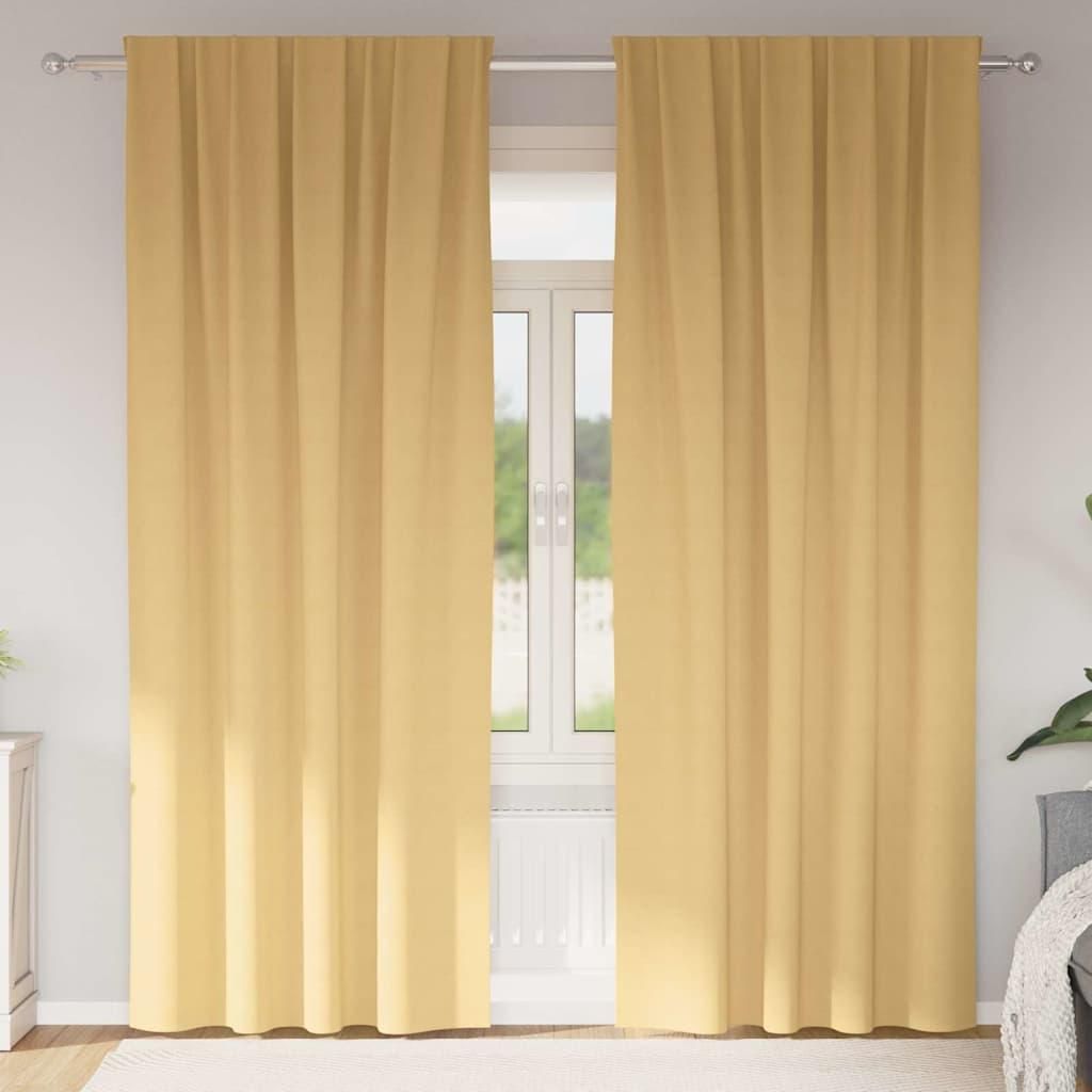 Vorhänge mit Vorhängen 2 pcs Beige 260 x 140 cm Polyester, Gardinen & Vorhänge Design Möbel Neu