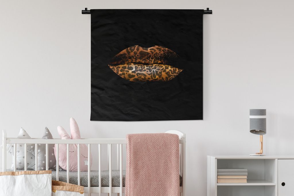 MuchoWow® Wandteppich Wandbehang Lippen - Tigerdruck - Produktbild 
