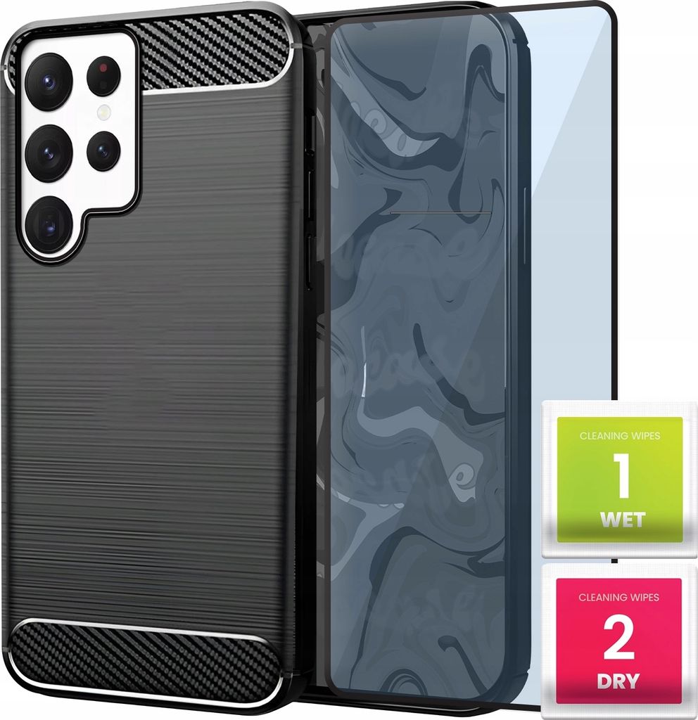Schutzhülle für SAMSUNG GALAXY S22 ULTRA Handy Hülle Schwarz Slim Cover Kohlenstoff Case