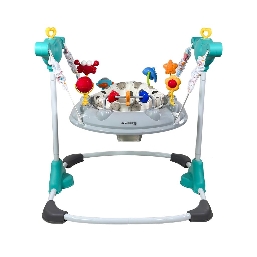 Baby Jumper 8 Spielzeuge 7 Lieder 3 Höhen 360o drehbarer Sitz Waschbar Tiger Mehrfarbig Mobiclinic