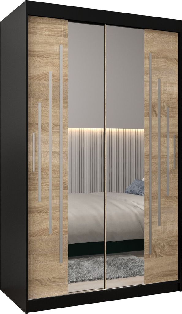 Kleiderschrank, Schiebetürenschrank Schlafzimmer, Schrank mit Spiegel YORK 1 120 cm