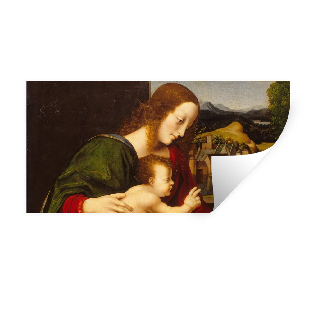 MuchoWow Wandtattoo Wandsticker Wandaufkleber Johannes der Täufer - Leonardo da Vinci 80x40 cm Selbstklebend und Repositionierbar - Aufkleber