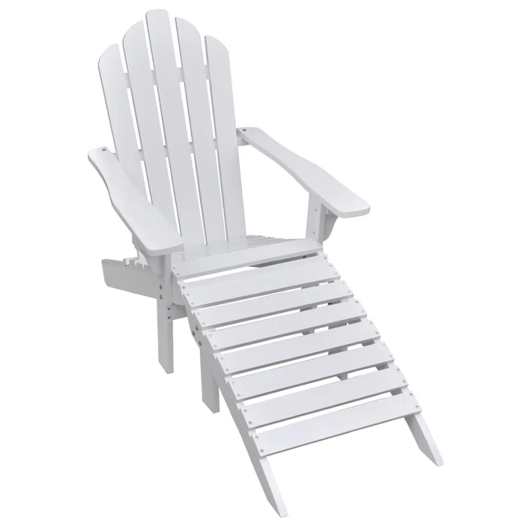 Chaise longue de jardin avec pouf en bois blanc pour terrasse cosy