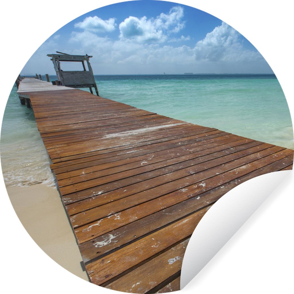 MuchoWow Runde Wandtattoo - Wandsticker Tapete Aufkleber Promenade am Karibischen Meer, Isla Mujeres Ø 80 cm Selbstklebend und Repositionierbar ...