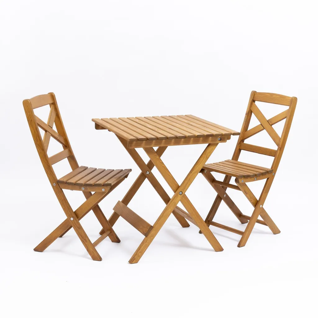 Set de Table d'Extérieur avec 2 Chaises SUNRISE LOTUS Coloris Miel