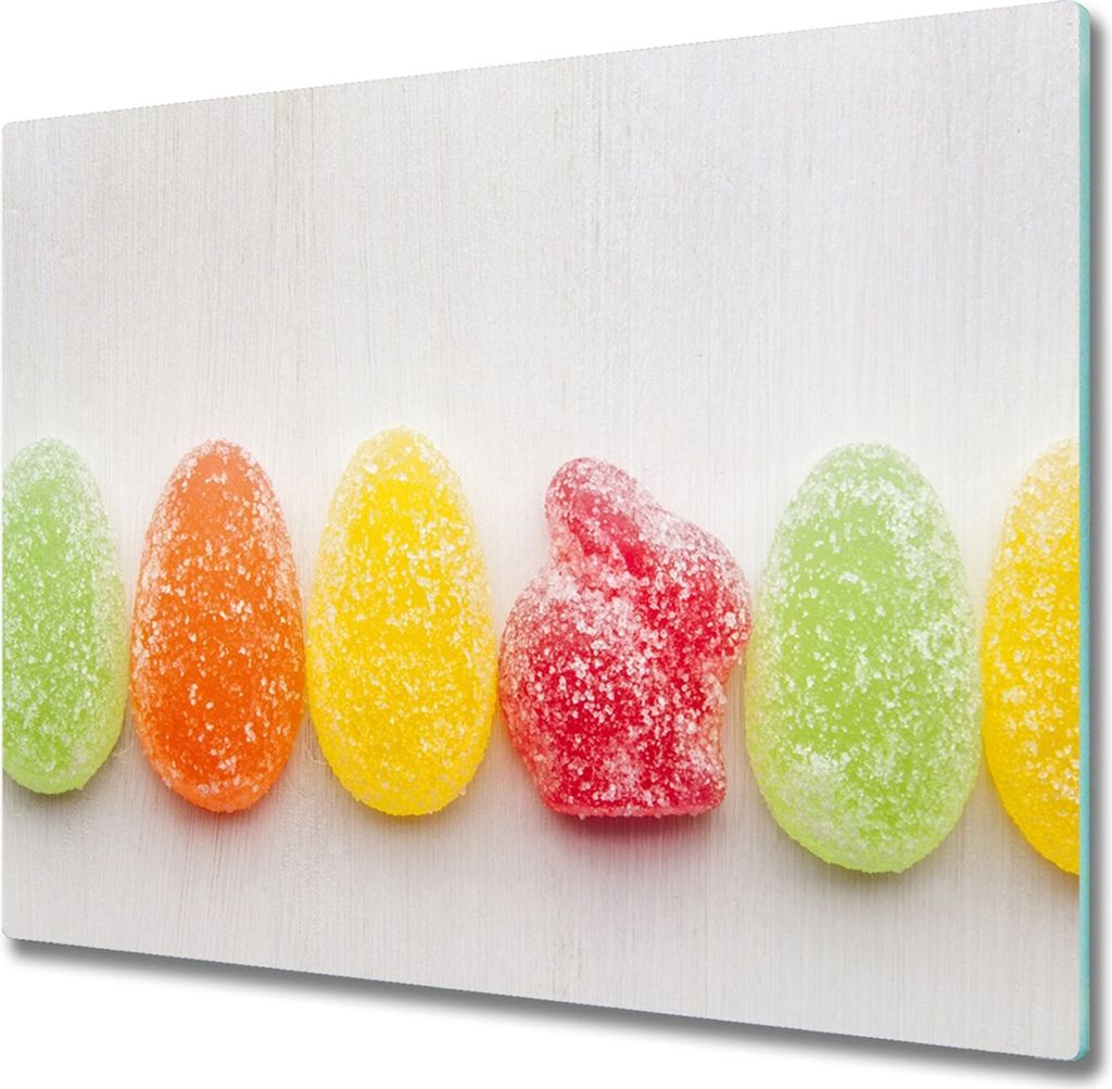 Glas Herdabdeckplatte 60x52 cm Spritzschutz Glasabdeckplatte Schneidebrett Farbige Geleebohnen