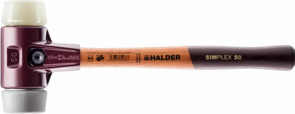 Martello Halder SIMPLEX 30mm Nylon e TPE Grigio - Manico Legno Pregiato