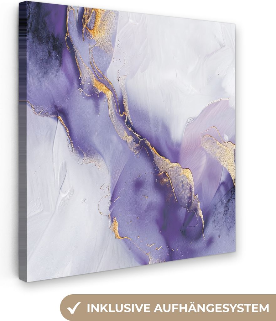 MuchoWow - Leinwandbilder - Lila - Modern - Marmor - Abstrakt, Wandbild, Wanddeko Bilder Wohnzimmer, 20x20 cm