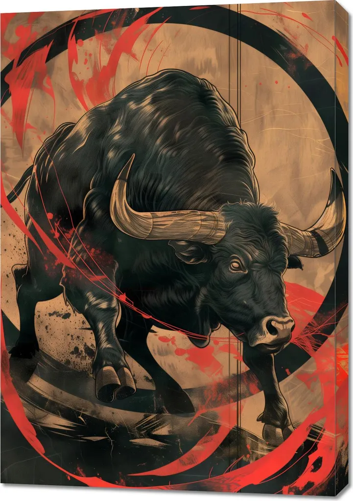Quadro Moderno Toro 70x100 - Decorazione Parete Tenacia e Stile