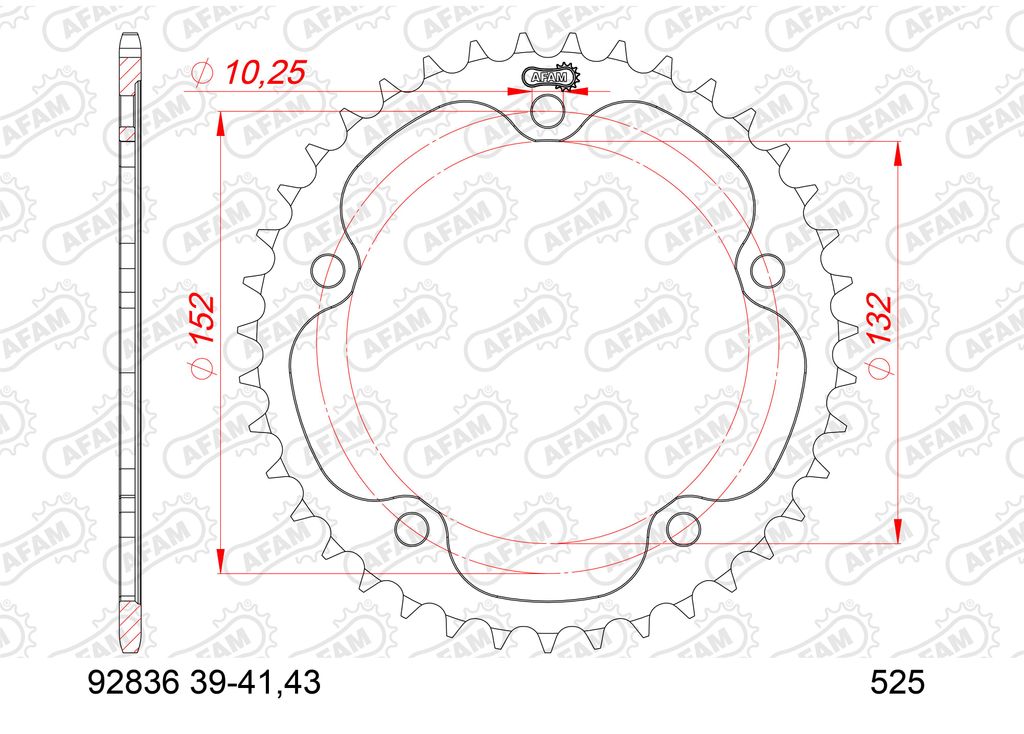 AFAM Kettenrad Stahl Standard - 525 Produktbild 