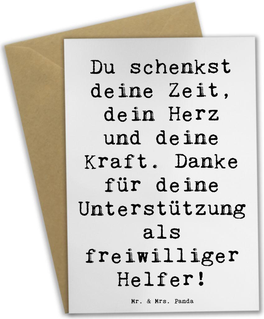 Mr. & Mrs. Panda Glückwunschkarte Spruch Freiwilliger Dank - Weiß - Geschenk, Klappkarte, Zeit schenken, Danke sagen, Freiwilligenarbeit, Anerken...