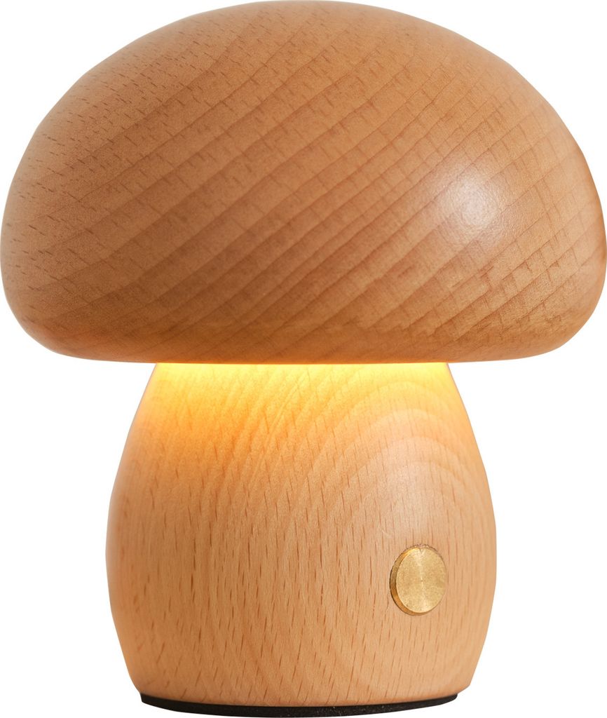 Hölzerne Pilzlampe, tragbare kabellose kleine Lampe Produktbild 