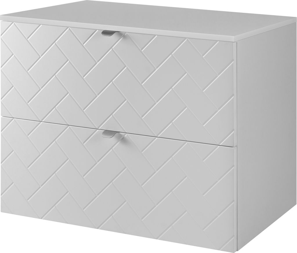 Badezimmerschrank, Weiß mit silberner Griff / mit oberer Platte, 80 x 57 x 46 cm