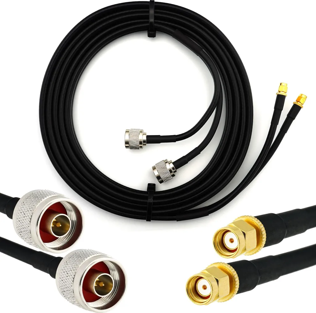 Cavo Antenna 12m HF-240 Gemello RP-SMA a N Maschio per Router WiFi