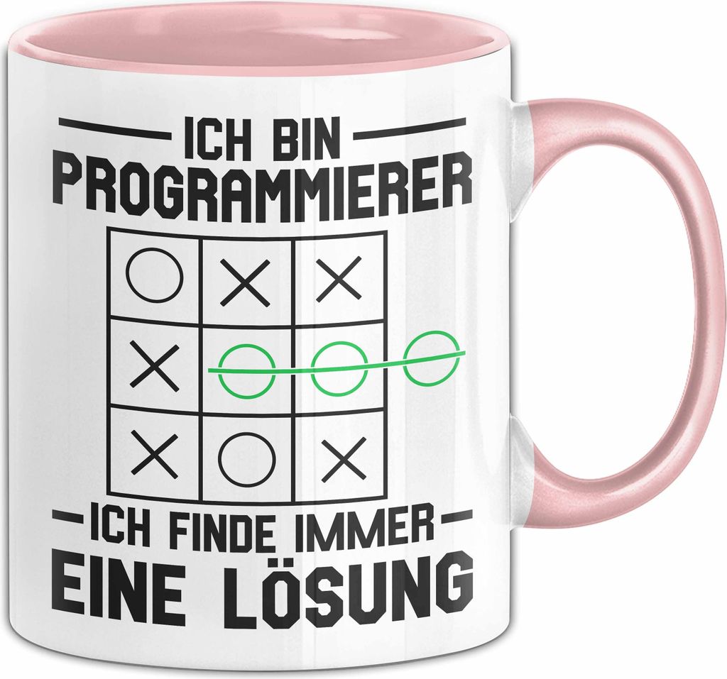 Programmierer Tasse Geschenk Ich Finde Immer Eine Lösung Geburtstag Weihnachten Kaffee-Becher (Rosa)