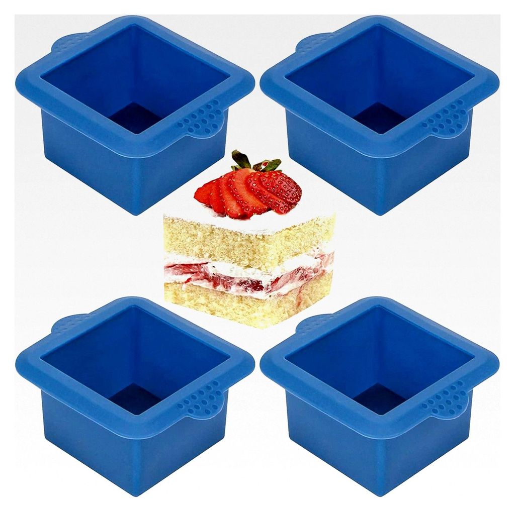 Mini Kuchenform Eckig Silikon Quadratisch 4 Stück 3 Zoll für Kleine Kuchen, Muffins, Cupcakes, Seife, Gelee